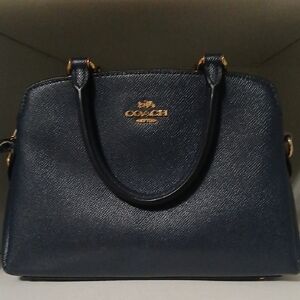 Coach Navy Saffiano Leather Dome Satchel - Coach